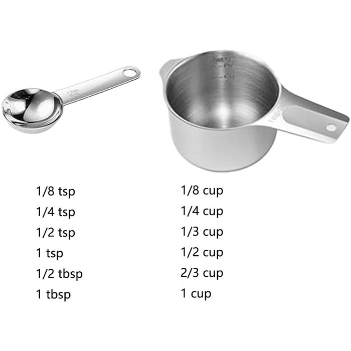Measuring Cups and Spoons Set, Durable, 304 Premium Stainless Steel, Measuring Cups, Measuring Spoons, Kitchen Gadgets for Cooking, Baking (Large)