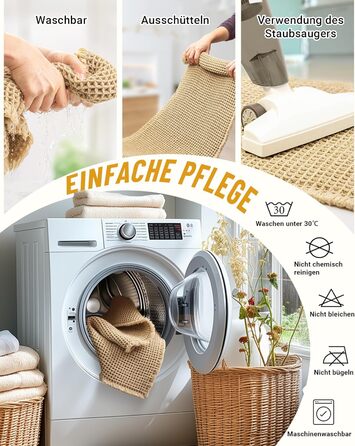 Boho Bathroom Rug Set - Non-Slip Bath Mats (2 Piece) - Washable Shower Rugs for Bathroom, Bedroom, Living Room - 51x120cm + 41x61cm Brown