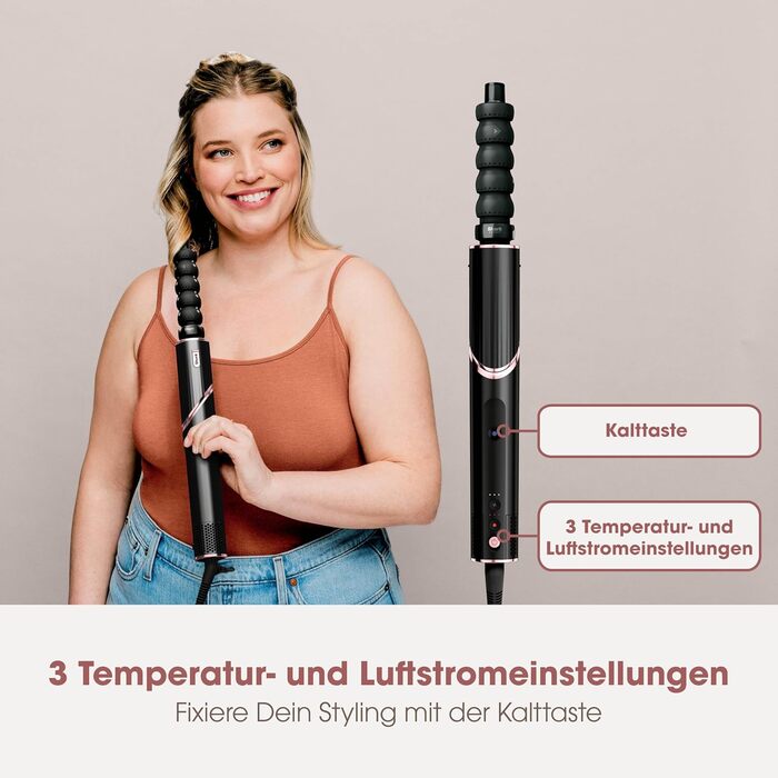 Фен Shark FlexStyle 5-в-1 з насадками для укладання, випрямлення та створення локонів – без пошкодження волосся, для всіх типів волосся (Чорний / Рожеве золото)