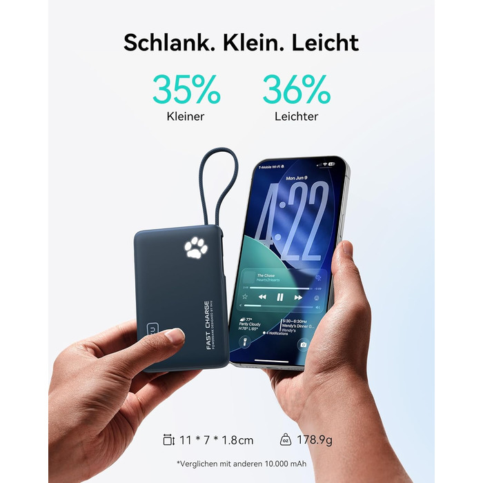 Power Bank INIU 20W 10000mAh з USB-C, PD3.0 QC4.0, для iPhone, Samsung, iPad (Блакитний)