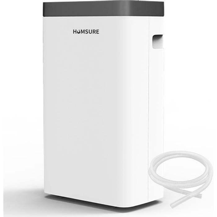 12L/Day Dehumidifier, Electric Dehumidifier with 1.2m Drain Hose, Room Dehumidifier with LED Display, Clothes Drying, Drain Hose, 24H Timer and Defrost, Ideal for Basements, Against Humidity