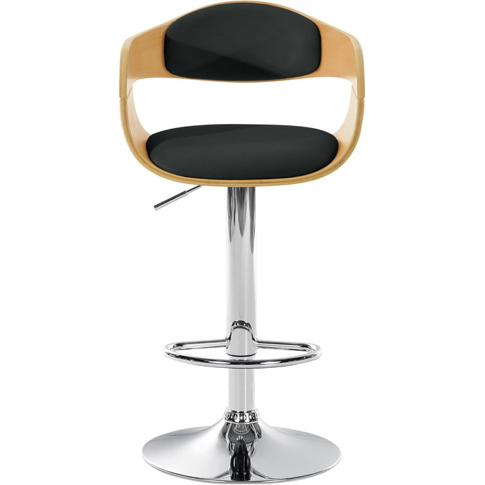 Kingston Adjustable Bar Stool with Faux Leather Seat - Natural/Black Finish