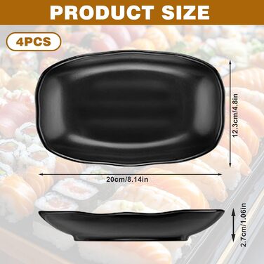 Teller Teller Rechteckig, чорний порцеляновий сервірувальний піднос для закусок, десертів, суші, тортів, салатів, фруктів, антипасті та гарнірів (Ljp5008-4)