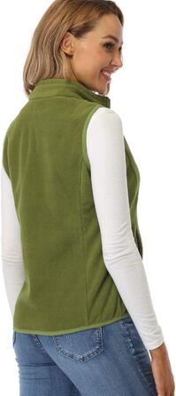 Жіноча флісова жилетка Fuinloth, легка, без рукавів, зі стійким коміром та кишенями на блискавці, XL, армійний зелений