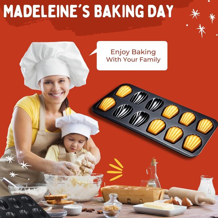 Форма для мадленів (2 шт) з антипригарним покриттям, 12 отворів, 40x24 см, з нержавіючої сталі