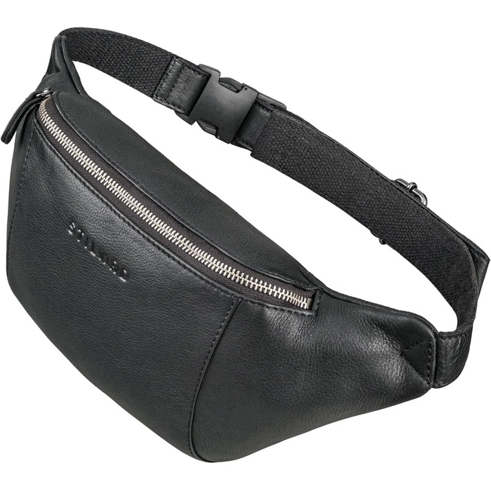 STILORD 'Pino' Елегантна поясна/грудна сумка з натуральної шкіри для жінок та чоловіків, чорна. Компактна сумка-рюкзак, вінтажний стиль.