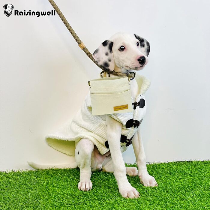 Сумка для корму для собак Leckerlibeutel – міцна бавовняна сумка для прогулянок з карабіном та самозакривною застібкою, ідеальна для подорожей та активного відпочинку (біла)