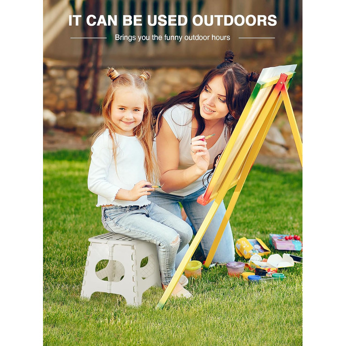 Складний табурет HOUSE DAY 27см чорний, 150кг, з антиковзними ніжками та ручкою, для кухні, ванної, дитячої кімнати, кемпінгу