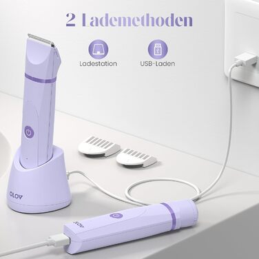 Електричний жіночий епілятор для тіла та обличчя, для інтимної зони, USB, фіолетовий