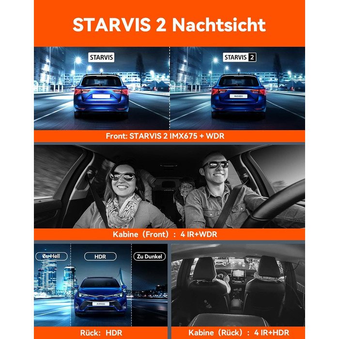 Автомобільний відеореєстратор VANTRUE N5 з сенсором STARVIS 2, 4-канальний (2.7K + 3x1080P), передня, задня та внутрішні камери