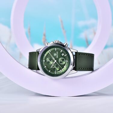 Годинник чоловічий BENYAR Chronograph Аналоговий кварц Водостійкий зі світлодіодною підсвічуванням дати, стильний бізнес-годинник для чоловіків (зелений)