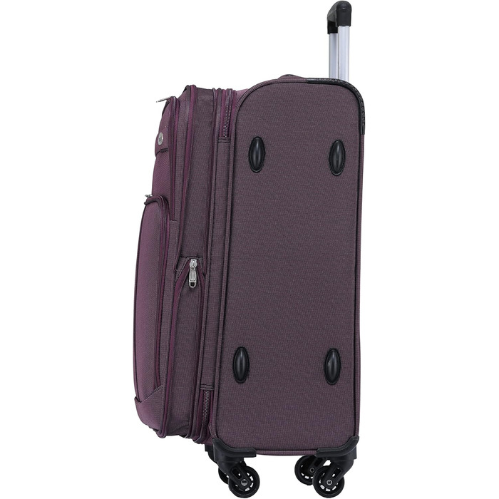 Чемодан тканинний BEIBYE, набір валіз-тележек, з кишенями та замком, 54 см (M-ручна поклажа), червоний та фіолетовий кольори