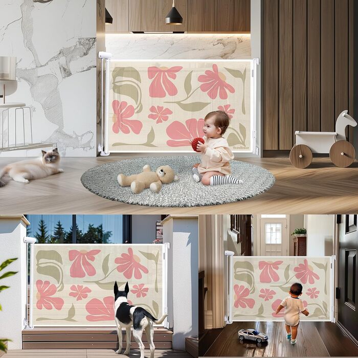 Захисний бар'єр для дитячих воріт, розтяжний, 0-140 см. Захист від падіння для дітей, котів та собак. Підходить для сходів, дверей, внутрішнього та зовнішнього використання. Розміри: 86x140 см