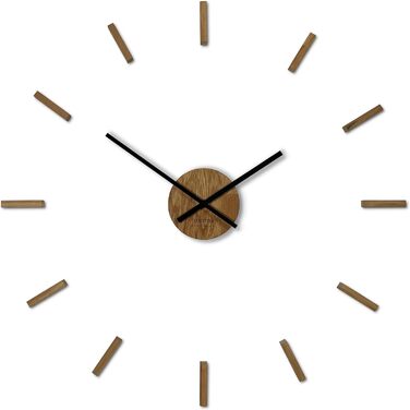 FLEXISTYLE 3D Wall Clocks DIY Oak Large 50-75CM (Thickness 19MM!) for Office Living Room Bedroom Decoration, z54g eco75 d-1-x (Oak/Black 2, HolzSimple)