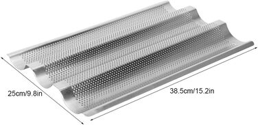 BuyWeek Baguette Baking Sheet, 3-Groove Stainless Steel Baguette Baking Mold French Bread Baking Sheet Pan Kitchen Baking Tool Silver