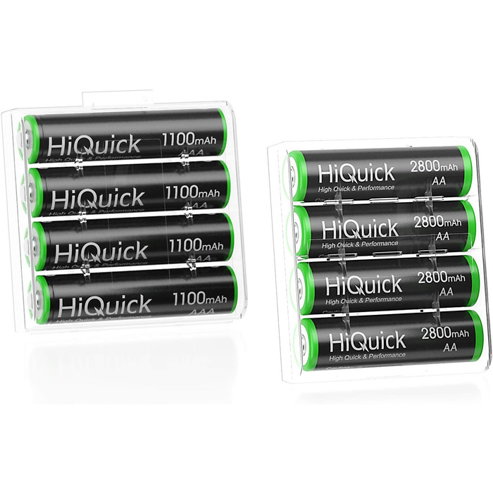 Зарядний пристрій HiQuick для акумуляторів AA та AAA (8 місць) з LCD-дисплеєм + 4 x AA + 4 x AAA акумулятори