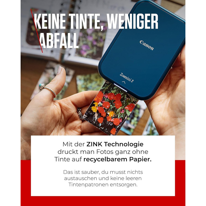 Canon Zoemini 2 Marineblau: Міні-принтер для фотографій, Bluetooth, мобільний, з акумулятором