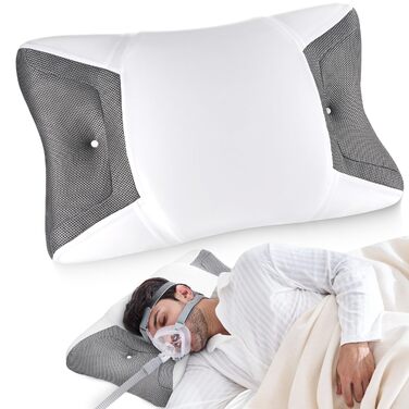 Ергономічна подушка з ефектом пам'яті (Memory Foam) для шиї та голови, підтримка для сну на боці, спині та животі, дихаючий чохол, біла, 65 x 40 x 9/11 см