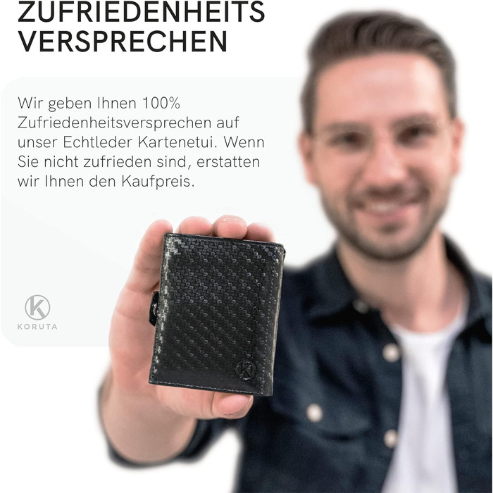 Гаманець Koruta Slim з монетницею та RFID захистом - картхолдер для чоловіків і жінок - мінімалістичний портмоне з карбону, чорний