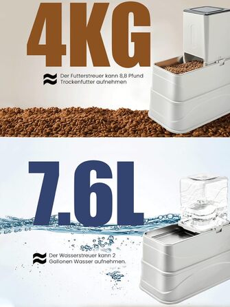 Автоматичний дозатор корму для собак 7L (2 шт.) з нержавіючою мискою, регульована висота, XXL, для великих собак та котів Maine Coon