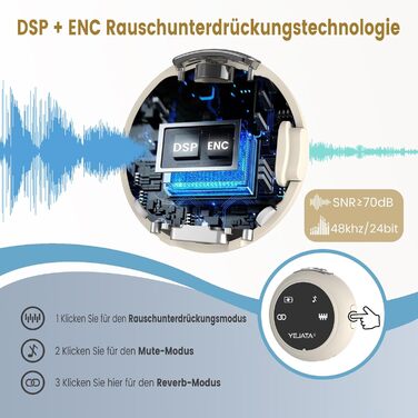 Мікрофон 2-в-1 для iPhone та Android з шумозаглушенням, кейс на 40 годин, магнітна застібка та кріплення для інтерв'ю, 25 метрів (Бежевий)