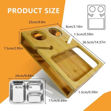 Couch Bar, Couchbar Sofa, Couchbar Snackbox, Wine Holder for Couch, Couchbar - Sofa Table - Wine Rack - Snack Bowl - Snack Holder - Couch Butler