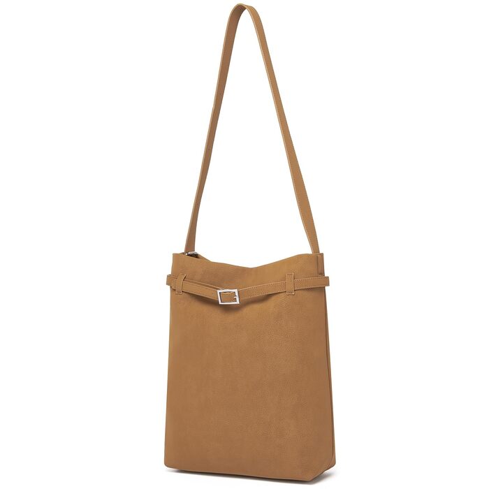 Сумка жіноча Miss Lulu велика шопер Tote Bag з м'якої PU шкіри, коричнева (2-4)