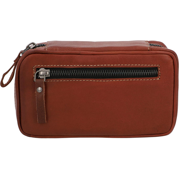 Gusti Pipe Pouch Leather - Diego Men's and Women's Pipe Pouch for 3 Pipes, Extra Tobacco Compartment, Interior Made of Natural Rubber, Pipe Bag Brown Leather