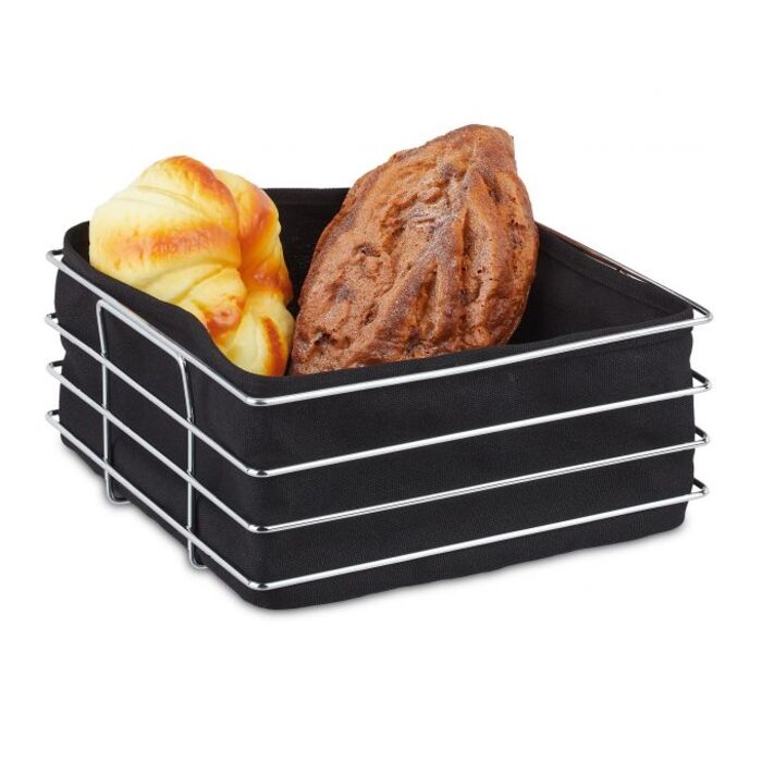 Relaxdays Bread Basket, Metal with Fabric Insert