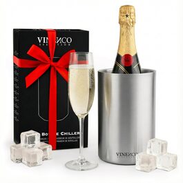 Охолоджувач для вина Vinenco з нержавіючої сталі, для шампанського та секту, з подвійними стінками, ізольований | Охолоджувач для винних пляшок, білого вина, аксесуар для вина, подарунковий набір для чоловіків та жінок