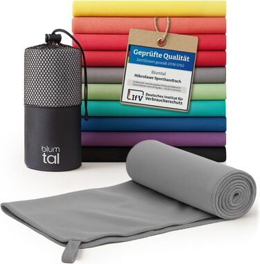 Рушник мікрофібра Blumtal 120x60 см - легкий, швидковисихаючий та надзвичайно вбираючий. Ідеальний для спорту, пляжу, подорожей - сірий колір.