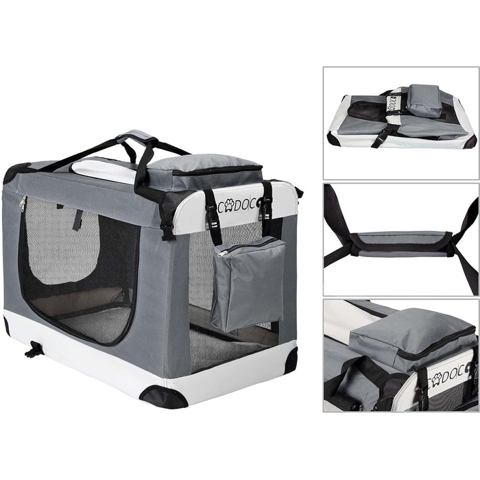 Кія для собак XXL 90x60x66 см, складана, дихаюча, міцна, сіра - переноска для собак, транспортна сумка