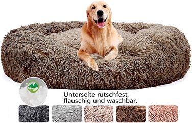 М'яке ліжко для собак Haoye, круглі подушки для домашніх тварин, ліжко для котів та собак, донат, м'яке ліжко для собак, для котів та собак (діаметр 50-120 см / 7 розмірів), діаметр 60 см (колір коричневий, діаметр 120 см)