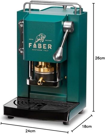 Кавова машина FABER Pro Mini Deluxe для ESE-подів 44 мм, хром, латунний прес, British Green