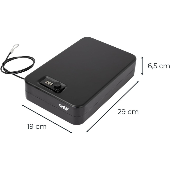 Сейф з кодовим замком HMF 316-02 | Переносний сейф, захисний бокс | 29 x 19 x 6,5 см, чорний