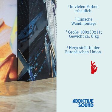 Акустична панель Addictive Sound з графікою City_4, звукопоглинаюча панель для стін (100x50 см)