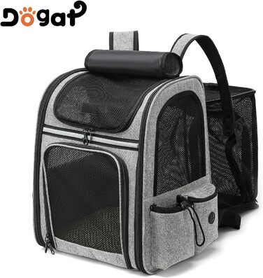 Рюкзак для кота/собаки Dogat, сірий, дихаючий, з сіткою, розкладний, для подорожей