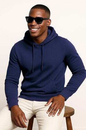 Чоловіча толстовка Leif Nelson Slim Fit з капюшоном, довгим рукавом, темно-синього кольору для спорту та повсякденного носіння