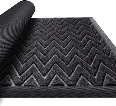 Гумовий килимок Purejoy 60x90 см для дому та вулиці. Нековзкий, миється, для входу. Темно-сірий, для низького порогу.