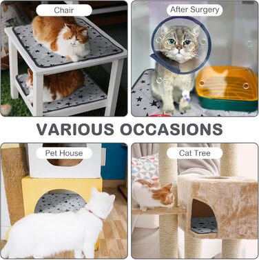 Самогріюча ковдра для котів та собак Namalu зі зірковим малюнком, 45x45 см. М'яка, тепла, неслизька, для дому та вулиці. Можна прати.