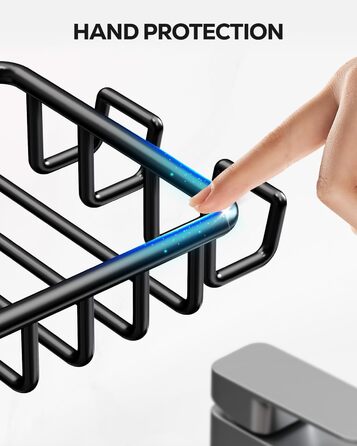 Тримач для мила з нержавіючої сталі з 4 гачками та зливом, самоклеючий, для душу та ванної кімнати (Чорний)