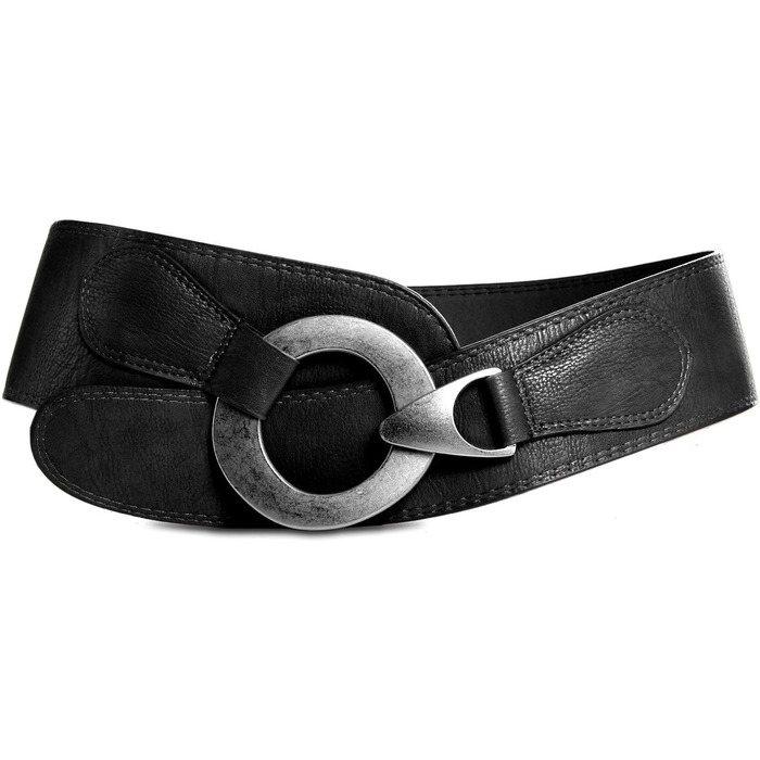 Жіночий широкий ремінь Caspar GU243 з крутою металевою пряжкою, чорний, 105 см
