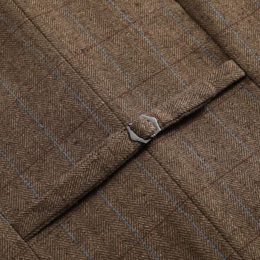 Жилет чоловічий в клітинку 'Риб'яча кістка' – костюмний жилет, коричневий (L)