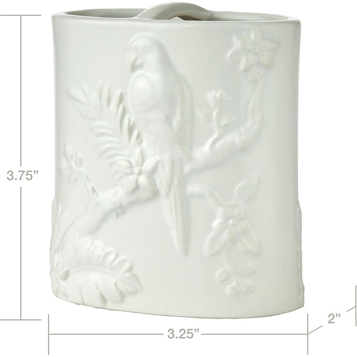 SKL Home Vern Yip Jungle Cats Toothbrush Holder, Ceramic, White