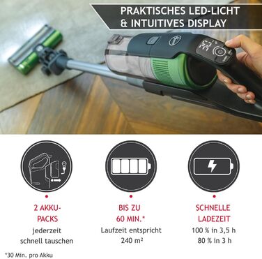 Бездротовий акумуляторний пилосос Hoover HF9 I Без мішка, LED-підсвічування, Anti-Twist насадка, для всіх поверхонь (для тварин), 2 акумулятори