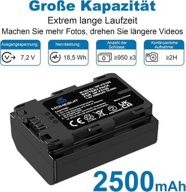 Акумулятор NP-FZ100 Homesuit 2280mAh та подвійний зарядний пристрій для камер Sony ZV-E1, FX3, FX30, A7RIII, A7RV, A7RIV, A7SIII, A7III, A7IV, A7C, A7CII, A6600, A6700, Alpha A1, A9, A9II, A9III, 9R, A9R, 9S (2 шт.) + LED зарядний пристрій (3 шт. акумулят