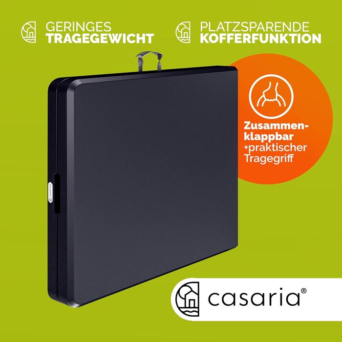 Стол садовий розкладний Casaria® з поліротангу, 180x75 см, чорний (антрацит)