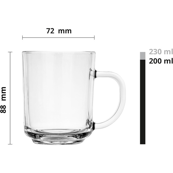 Набір склянок для лате макіато Krosno Glasmark (4 шт.) - 200 мл, з ручкою, для кави, чаю, десерту, глінтвейну, айс-кафе