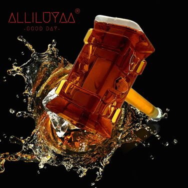 Whiskey Decanter, Handmade Thor's Hammer Decanter, Transparent Creative Whisky Carafe Drink Dispenser For Wine, Brandy, Bourbon, Scotch And Schnapps 400ml