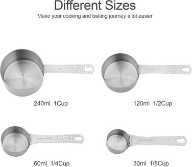 Smithcraft Measuring Cups and Spoons Set, 10-Piece Measuring Cup Set, 18/8 Stainless Steel Measuring Cups, Spoons & Leveler, Baking Measuring Cups, Kitchen Measuring Cups, Kitchen Gadgets for Cooking